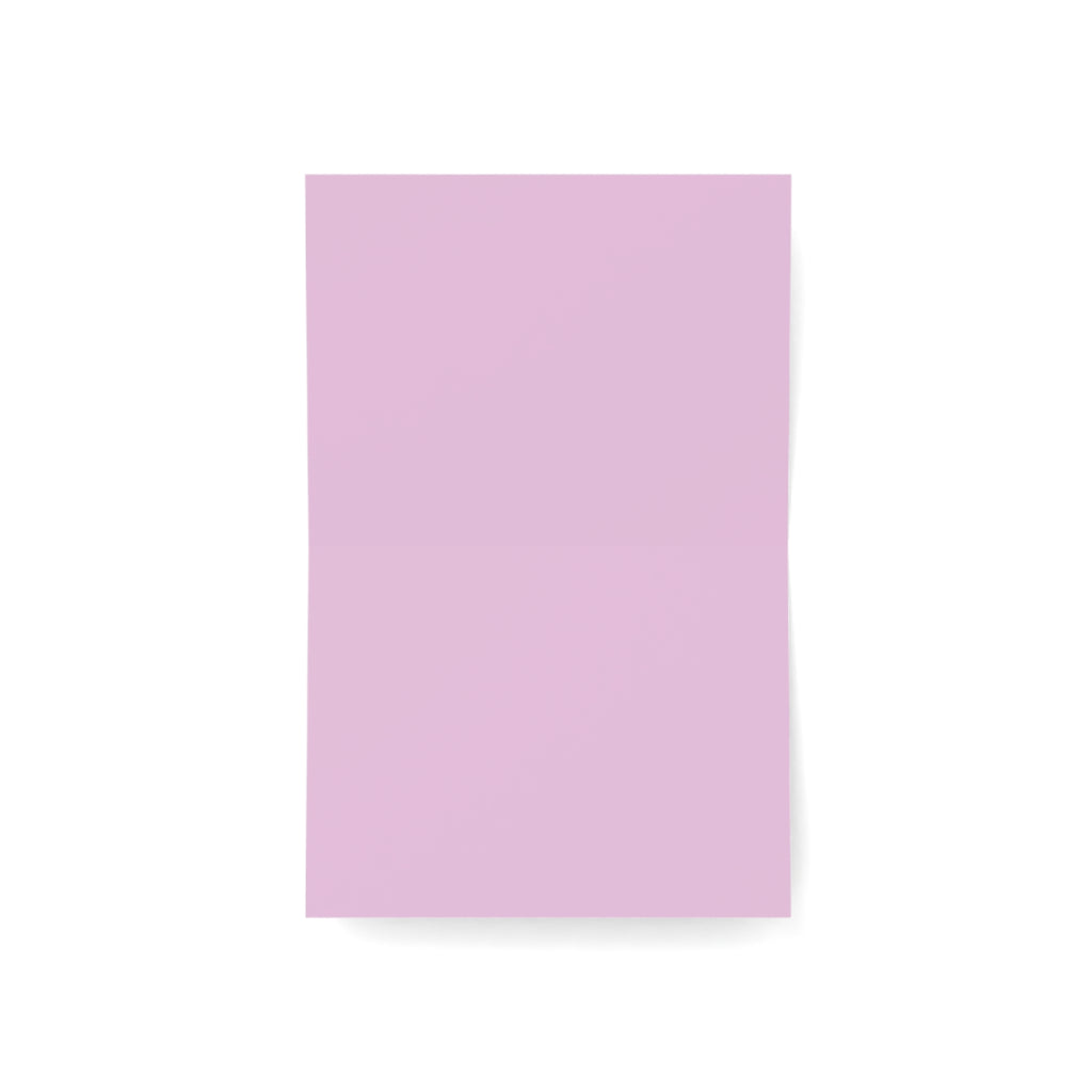 Lilac Fire Dragon Greeting Card — Pastel Floral Dragon Art Folded Note Cards (1/10/30/50-pack)