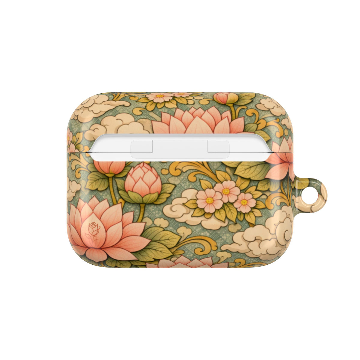 Bodhisattva Kwan Yin's Lotus AirPod Case — Vintage Botanical Pattern Protective Cover