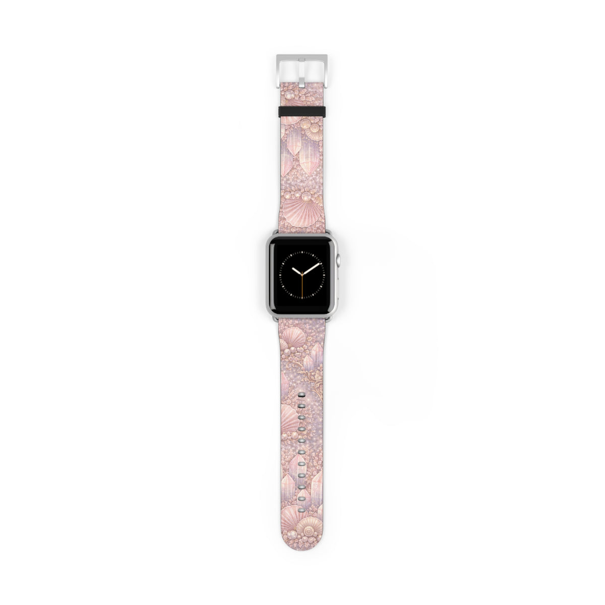 Lemurian Mermaid Crystal Garden Pattern iWatch Band — Pink Seashell Apple Watch Strap