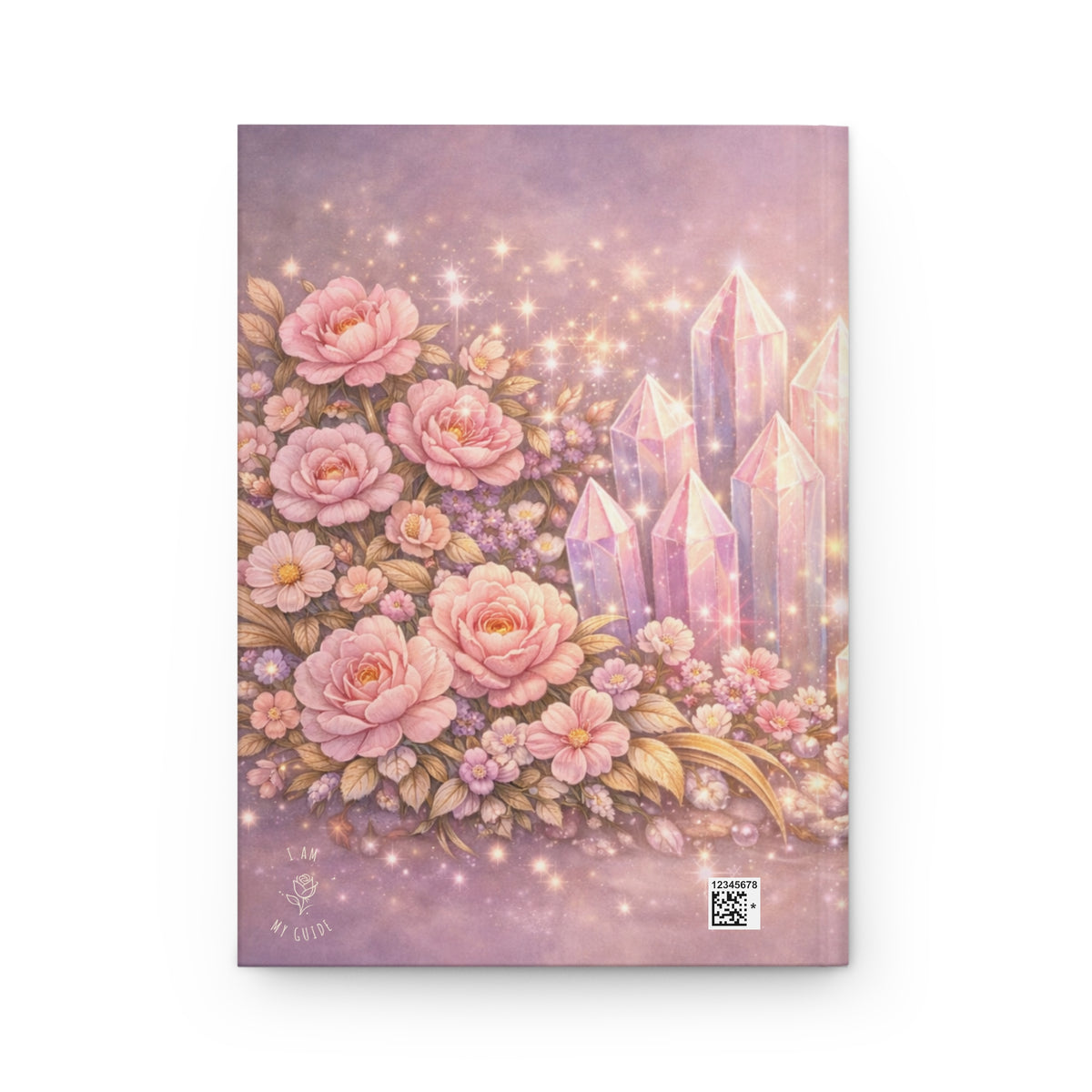 Angelic Crystal Garden Hardcover Journal (Lined Pages) — Pink Floral & Sparkle Notebook