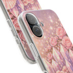 iPhone Case Lemurian Rose Crystal Garden — Sparkling Pastel Floral iPhone Cover