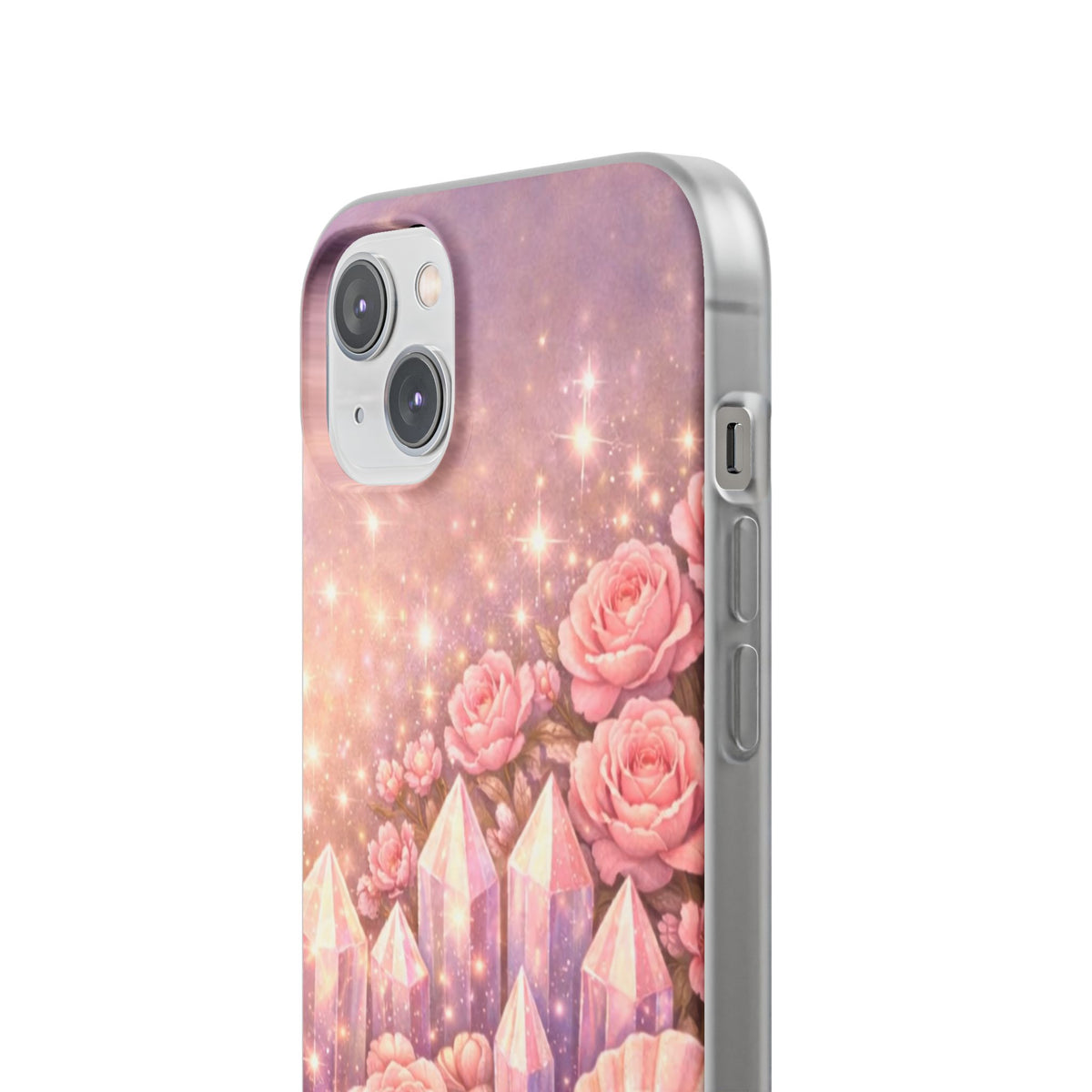 iPhone Case Lemurian Rose Crystal Garden — Sparkling Pastel Floral iPhone Cover