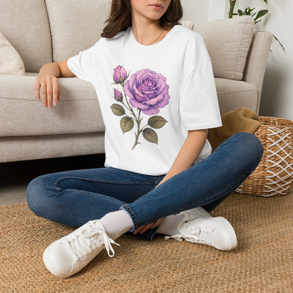 Vintage Purple Rose Floral T-Shirt — Master Portia's Rose Tee — The Sisterhood of The Rose