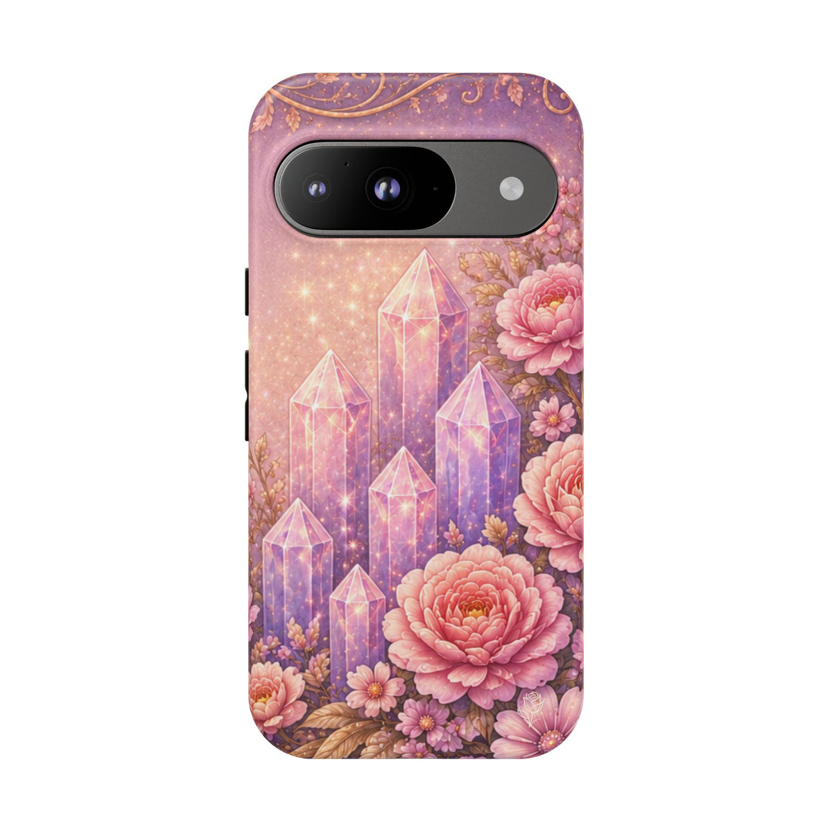 Google Pixel Lilac Quartz Garden Phone Case — Pink Floral Crystal Phone Cover