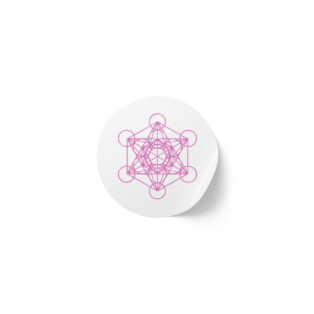 Pink Metatron's Cube Round Sticker Rolls — Sacred Geometry Labels (Pack)