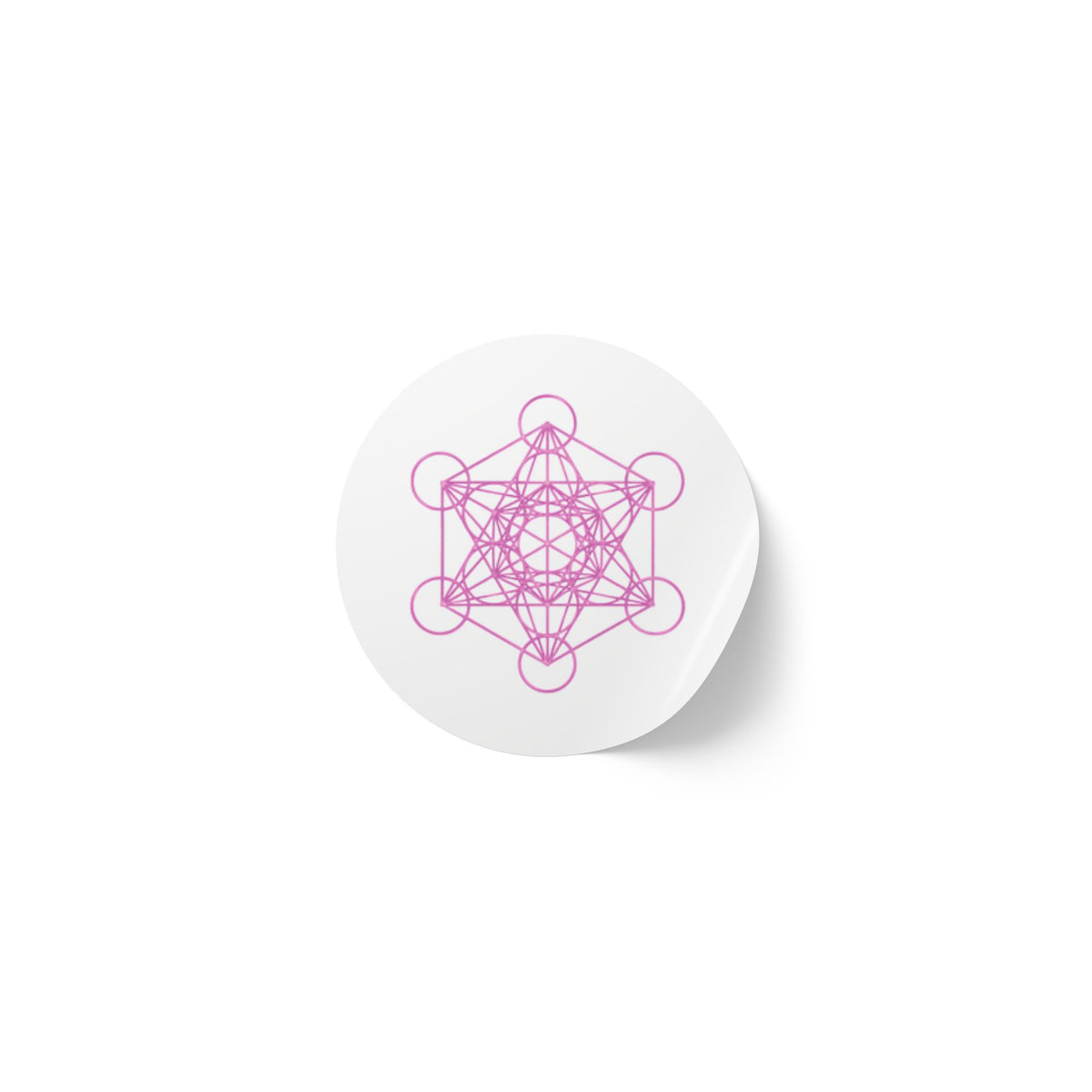 Pink Metatron's Cube Round Sticker Rolls — Sacred Geometry Labels (Pack)