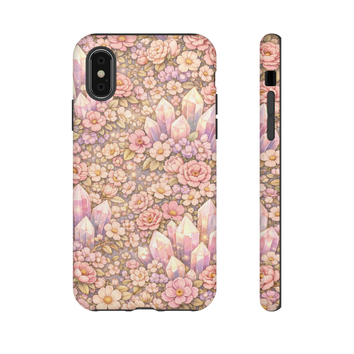 iPhone Case — Angelic Crystal Garden Phone Case — Pink Floral Quartz Protective Cover