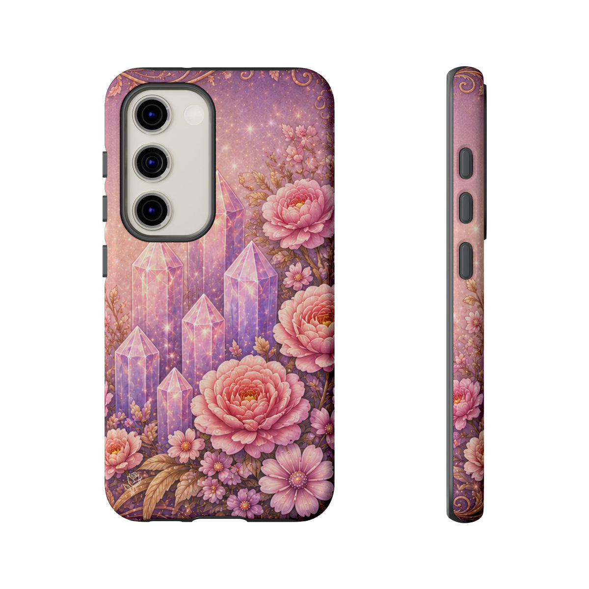 Samsung Galaxy Crystal Garden Phone Case — Pink Floral Crystal Phone Cover