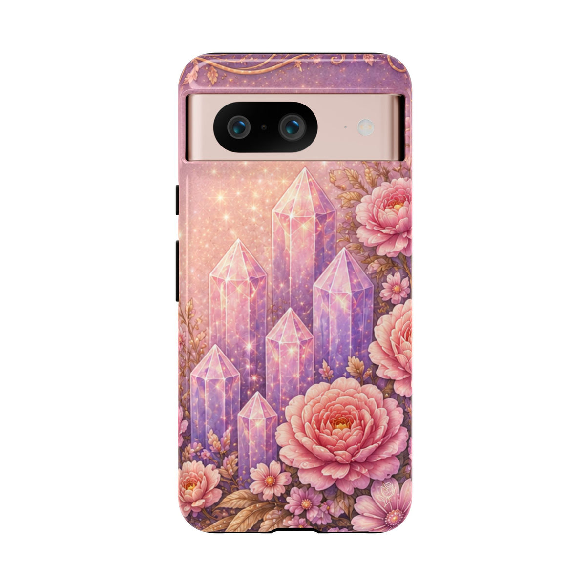 Google Pixel Lilac Quartz Garden Phone Case — Pink Floral Crystal Phone Cover