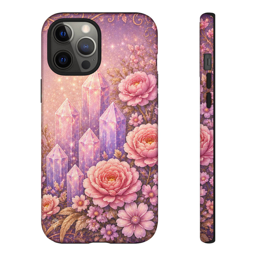 Lilac Quartz Garden Phone Case — Pink Floral Gemstone iPhone Cover