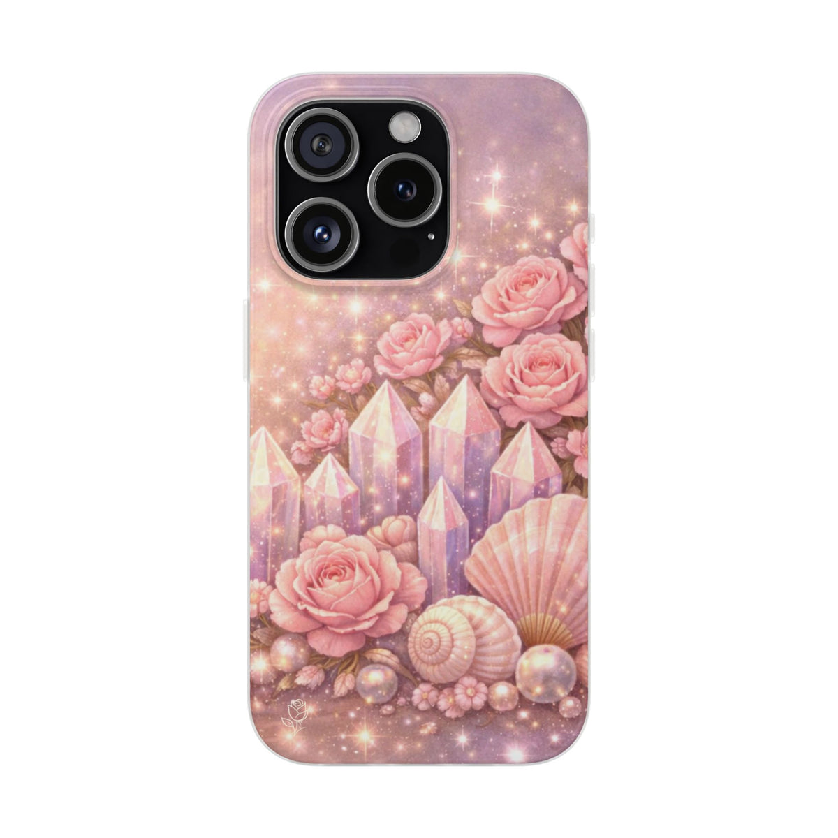 iPhone Case Lemurian Rose Crystal Garden — Sparkling Pastel Floral iPhone Cover