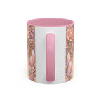 Archangel Glory (Shekinah) Art Ceramic Mug — Feminine Presence of Metatron – Pink Interior & Handle, Floral Archangel Illustration (11oz & 15oz)
