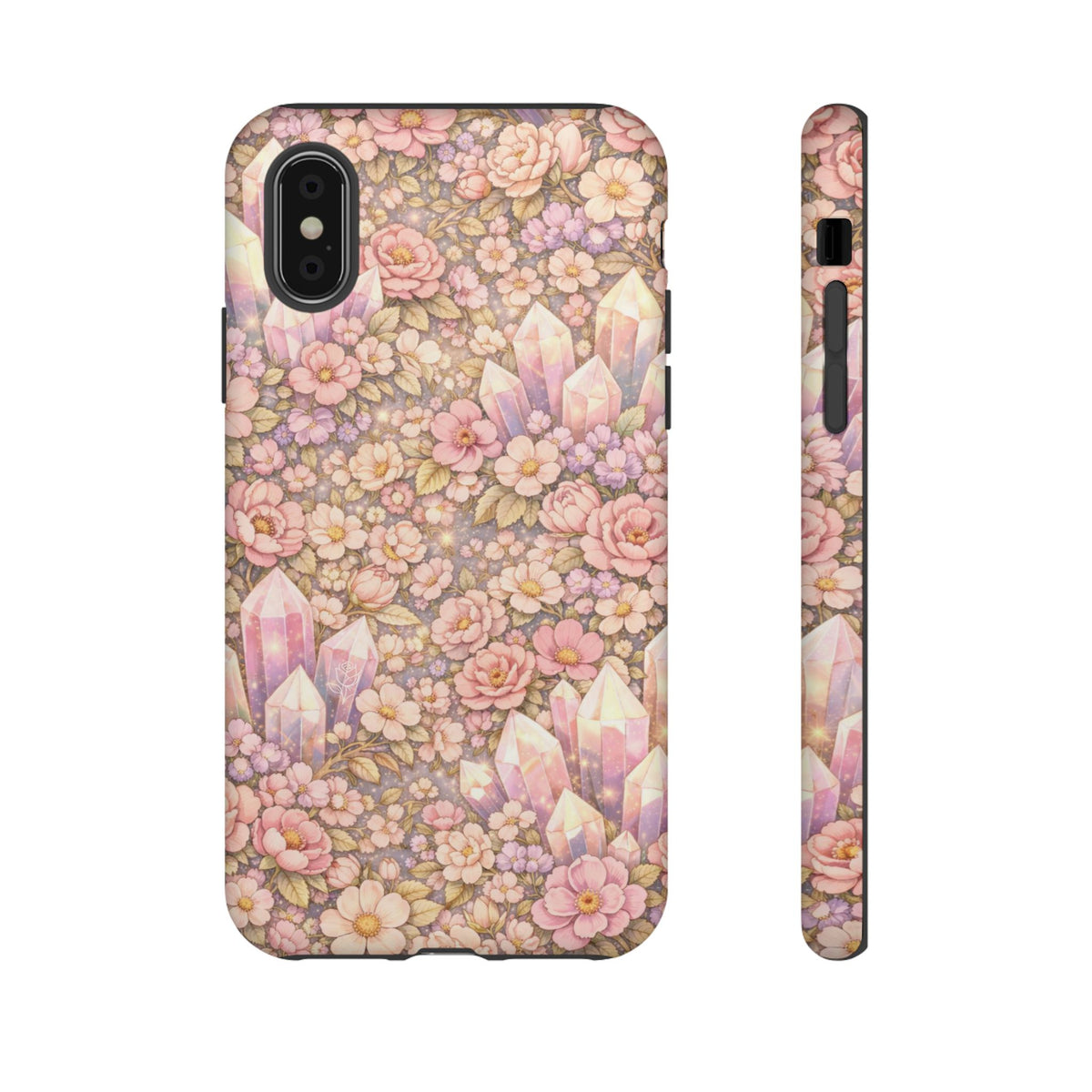 iPhone Case — Angelic Crystal Garden Phone Case — Pink Floral Quartz Protective Cover