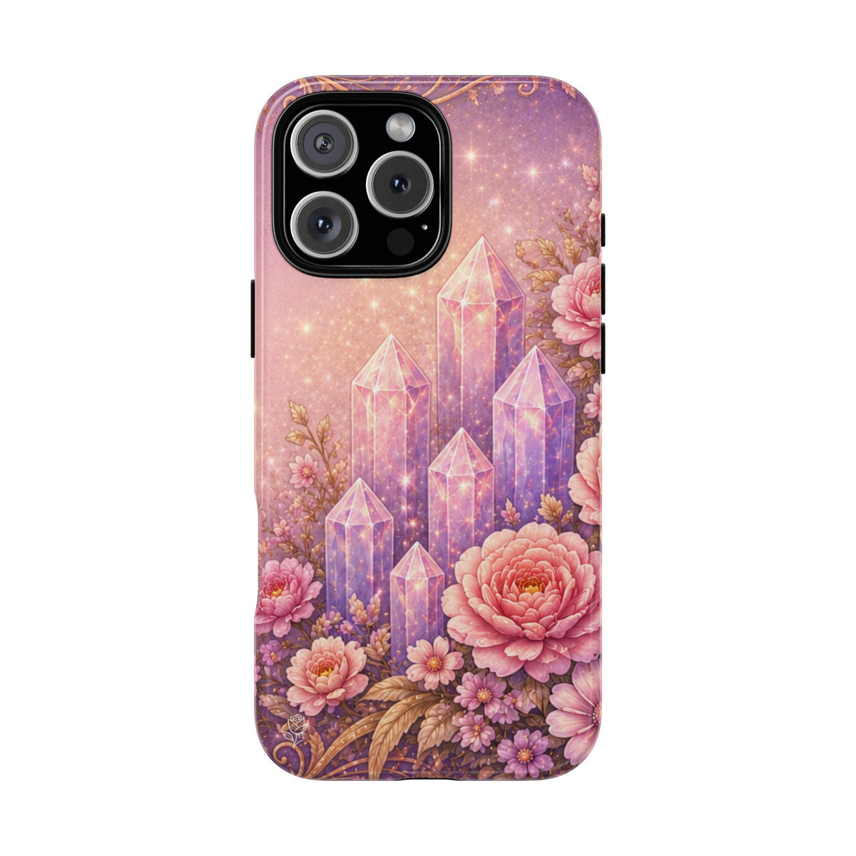 Lilac Quartz Garden Phone Case — Pink Floral Gemstone iPhone Cover