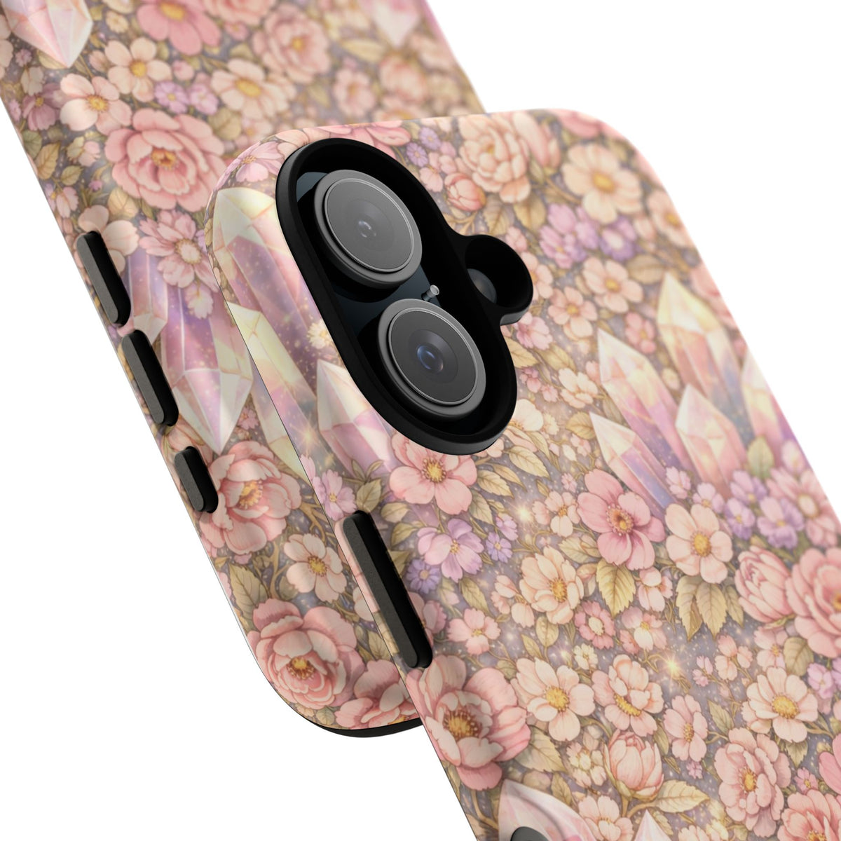iPhone Case — Angelic Crystal Garden Phone Case — Pink Floral Quartz Protective Cover