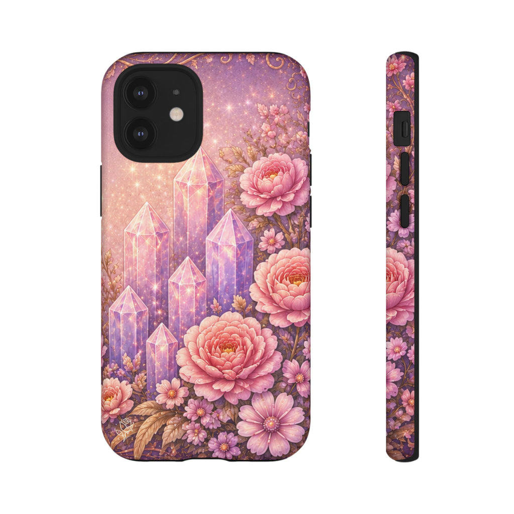 Lilac Quartz Garden Phone Case — Pink Floral Gemstone iPhone Cover
