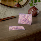 Lilac Fire Dragon Greeting Card — Pastel Floral Dragon Art Folded Note Cards (1/10/30/50-pack)