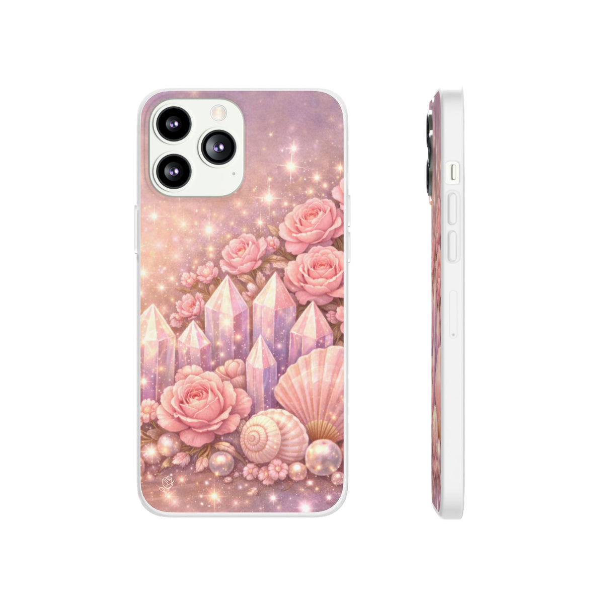 iPhone Case Lemurian Rose Crystal Garden — Sparkling Pastel Floral iPhone Cover