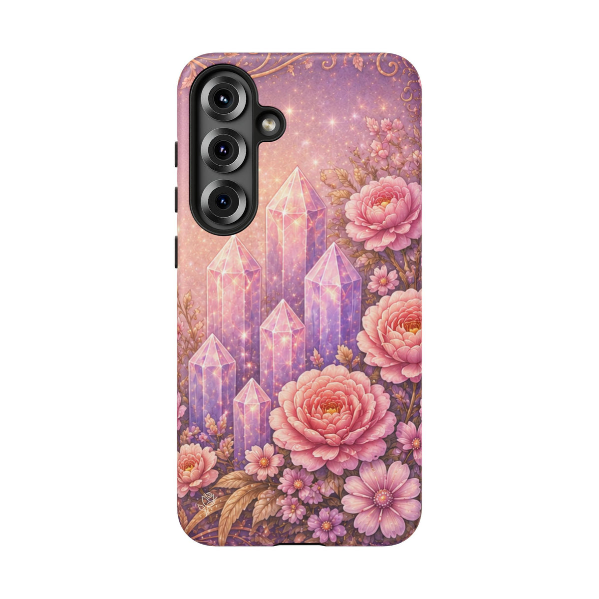 Samsung Galaxy Crystal Garden Phone Case — Pink Floral Crystal Phone Cover