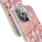 iPhone Case Lemurian Rose Crystal Garden — Sparkling Pastel Floral iPhone Cover