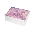 Lilac Fire Dragon Greeting Card — Pastel Floral Dragon Art Folded Note Cards (1/10/30/50-pack)
