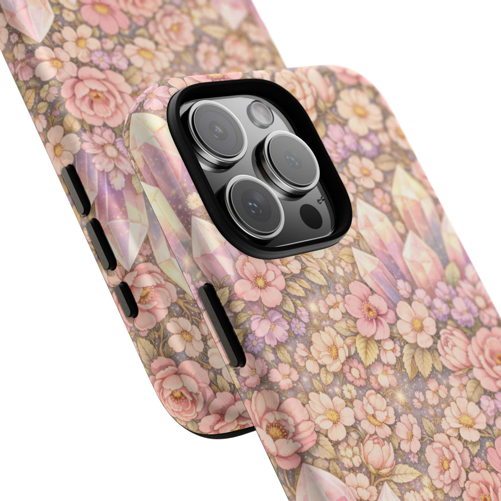 iPhone Case — Angelic Crystal Garden Phone Case — Pink Floral Quartz Protective Cover