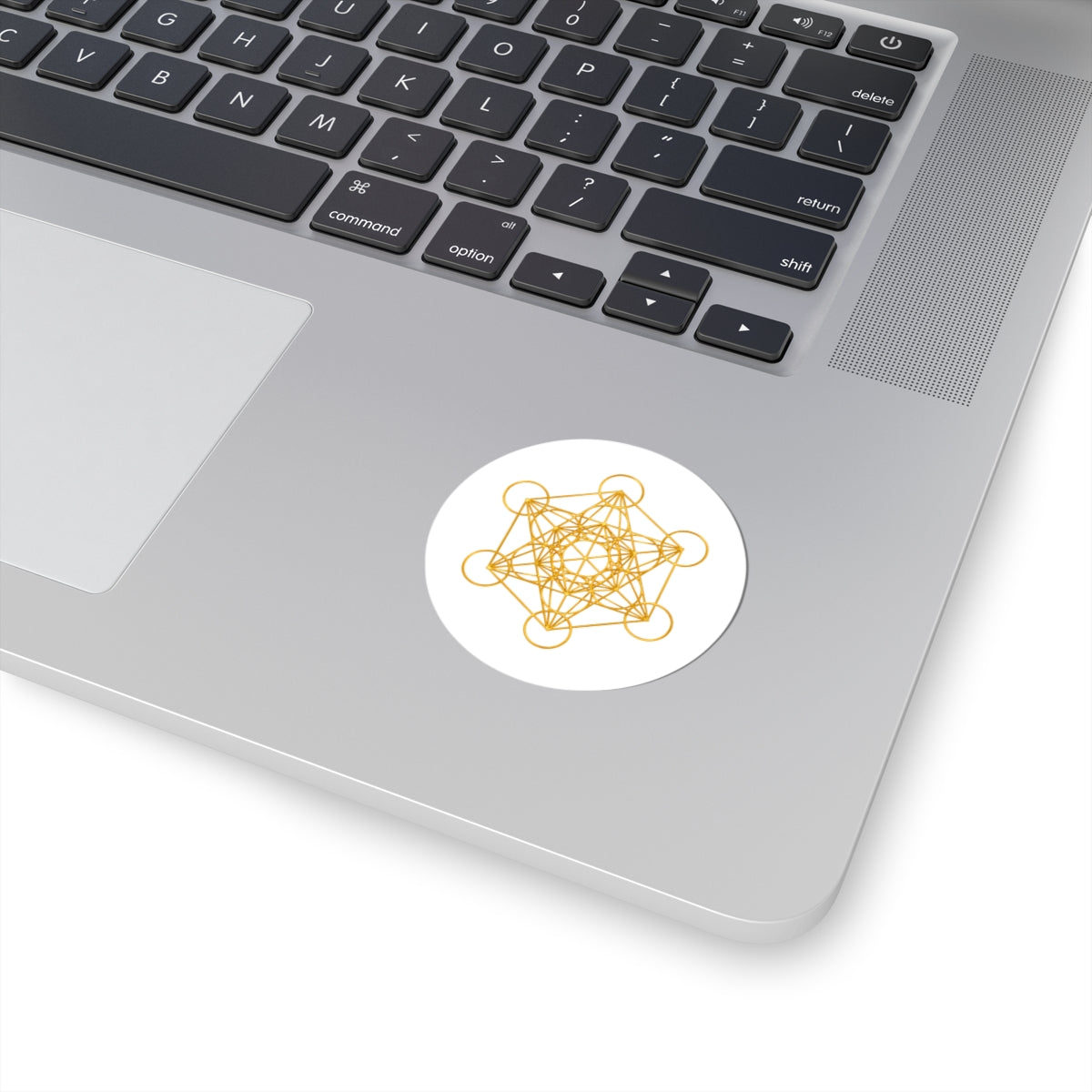 Gold Metatron's Cube Kiss-Cut Sticker — Sacred Geometry Decal