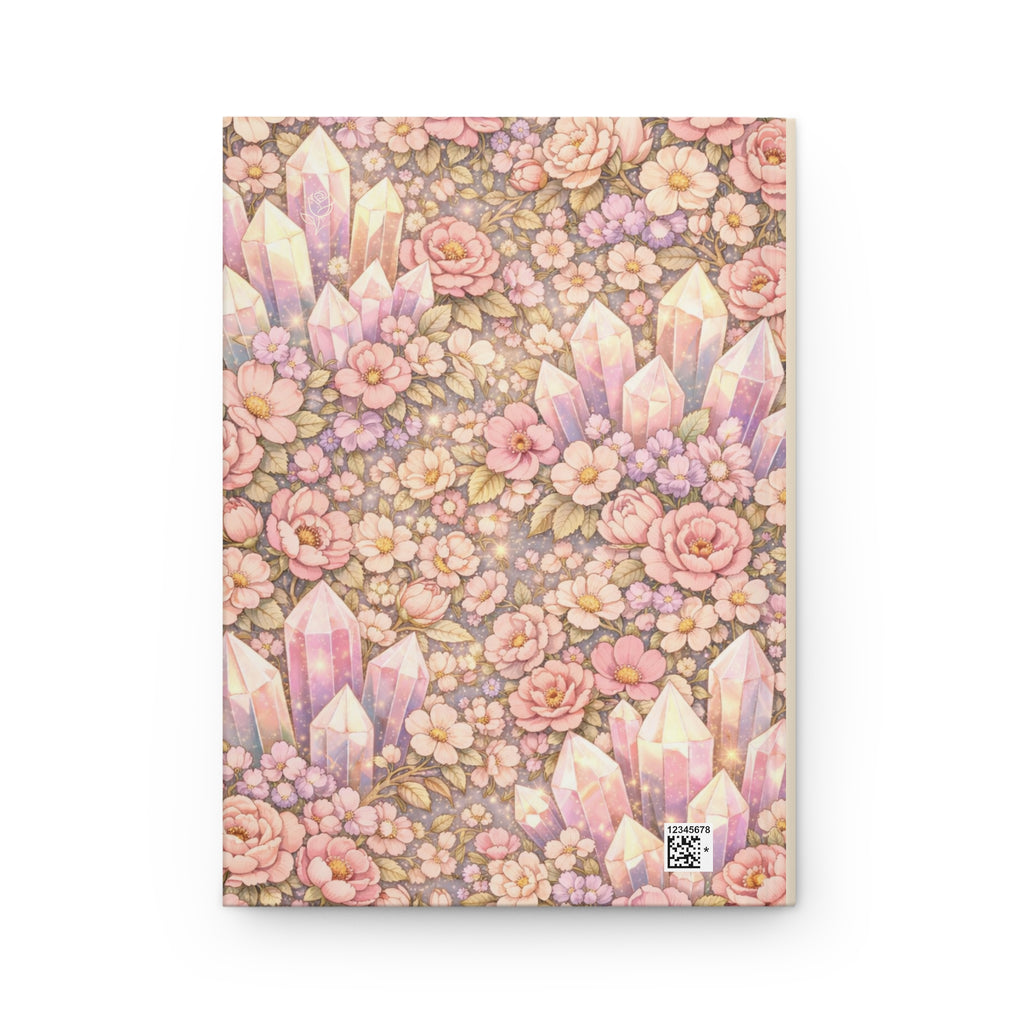 Angelic Crystal Floral Hardcover Journal (Lined Pages) — Pastel Floral & Gemstone Notebook for Gratitude, Journaling, & Gifts