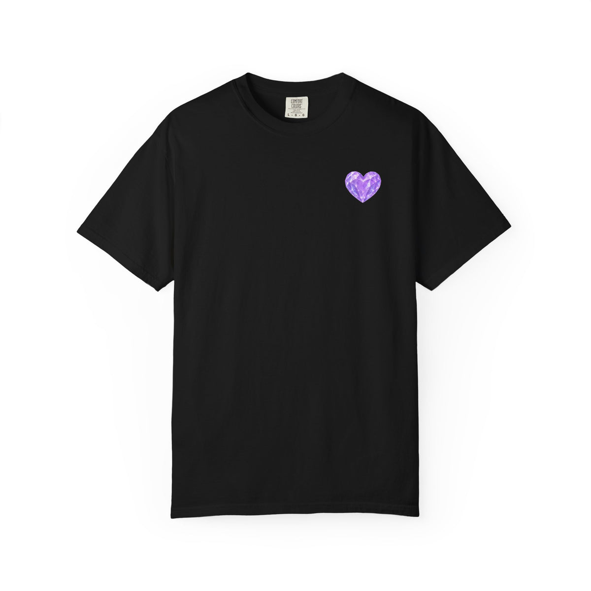 Violet Diamond Crystalline Heart T-Shirt — Purple Gem Graphic Tee
