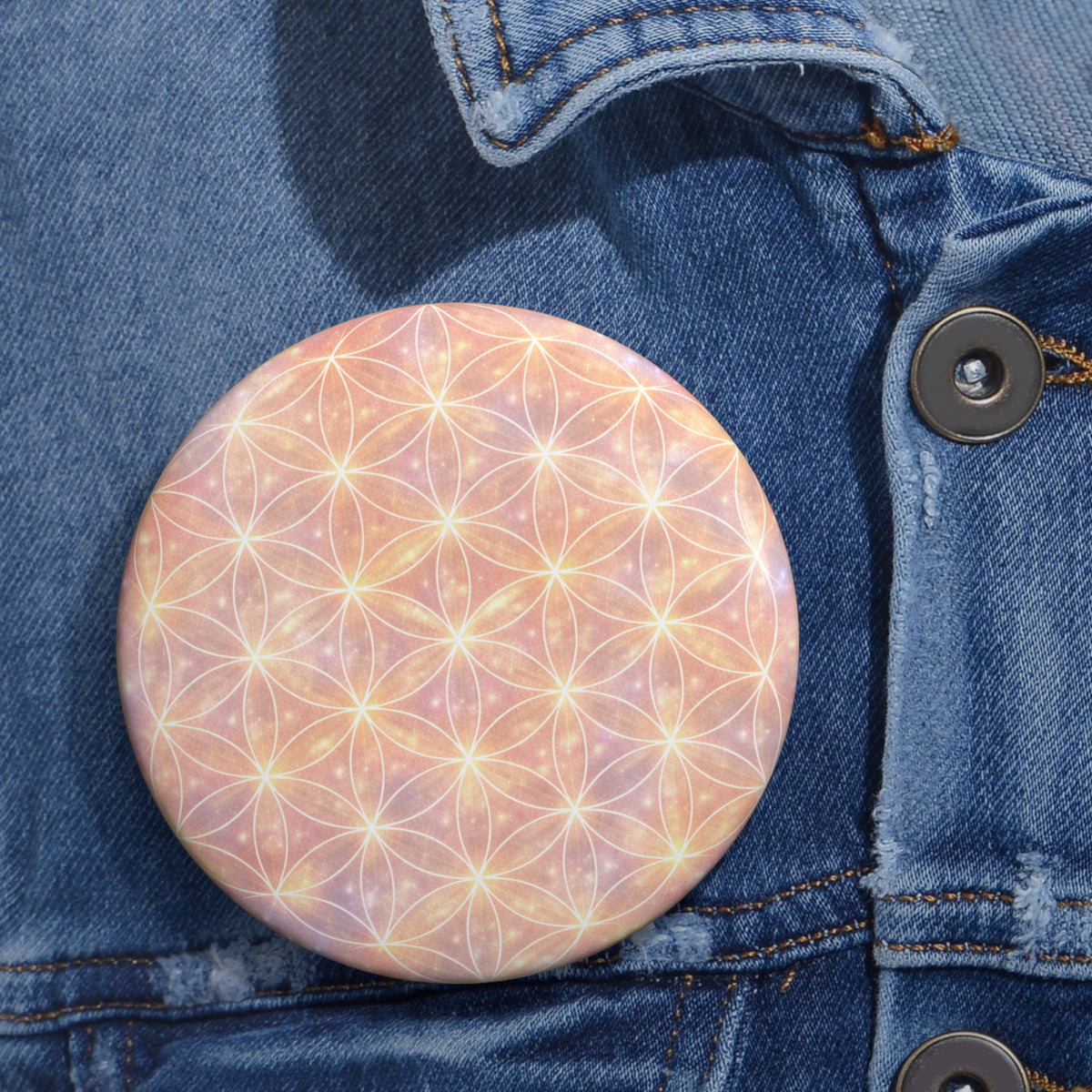 Flower of Life Pin Button —  Sacred Geometric Badge
