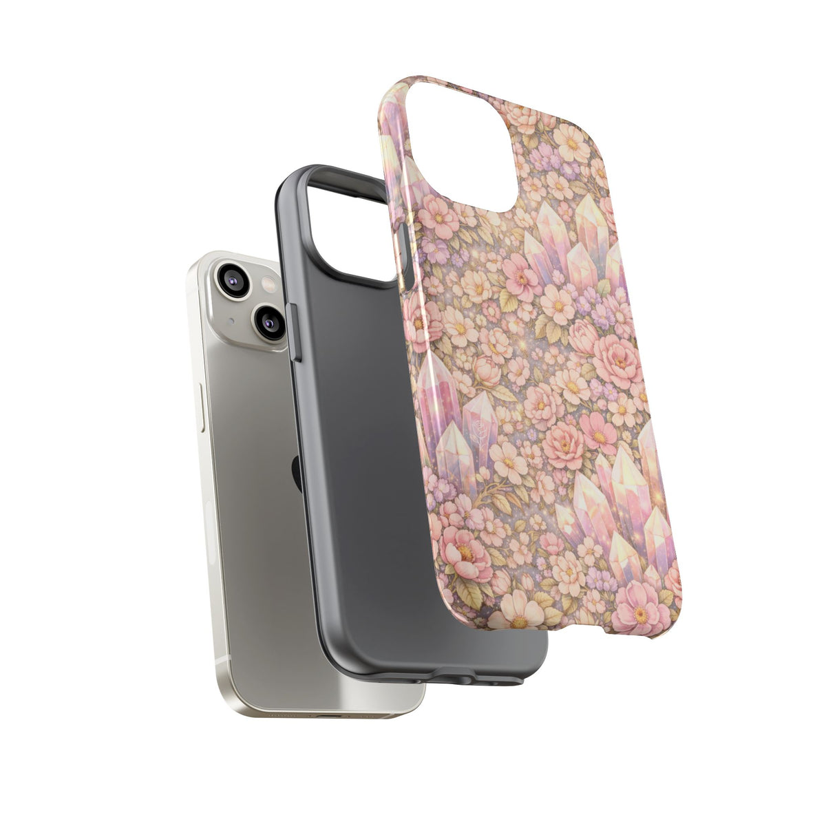 iPhone Case — Angelic Crystal Garden Phone Case — Pink Floral Quartz Protective Cover