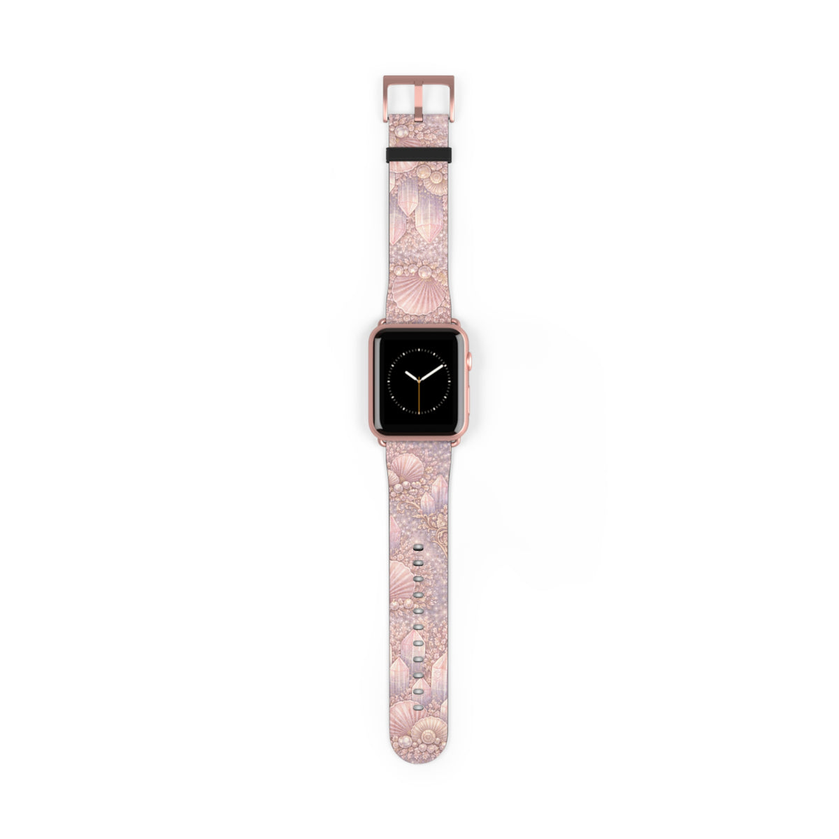 Lemurian Mermaid Crystal Garden Pattern iWatch Band — Pink Seashell Apple Watch Strap