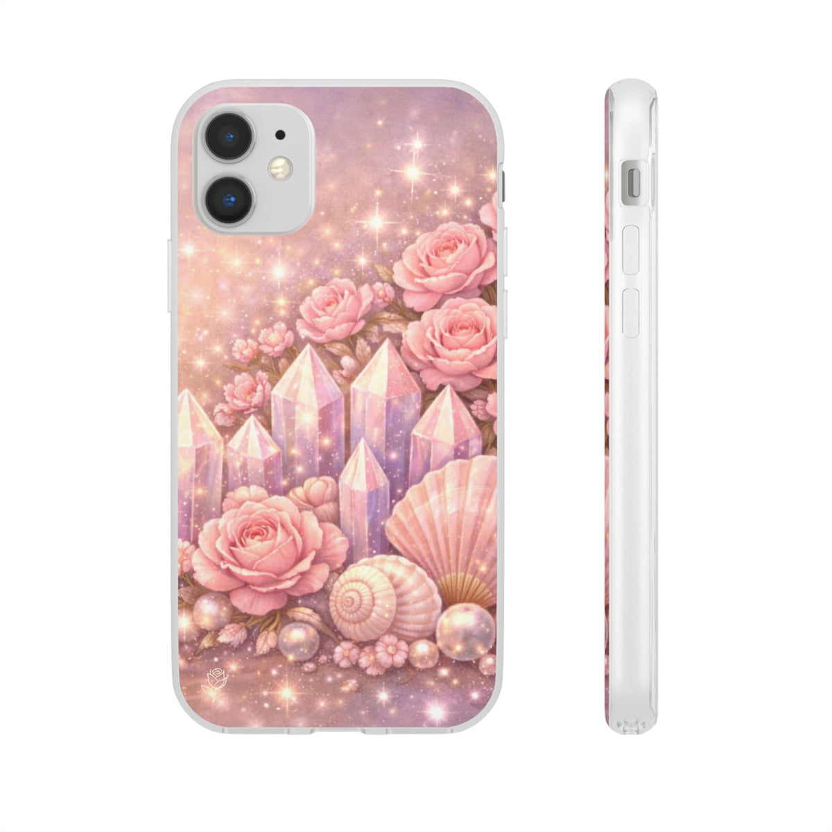 iPhone Case Lemurian Rose Crystal Garden — Sparkling Pastel Floral iPhone Cover