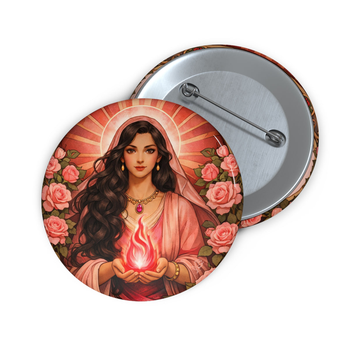 Golden Ruby Flame Pin Button — Master Nada Chohan of the Sixth Ray Badge