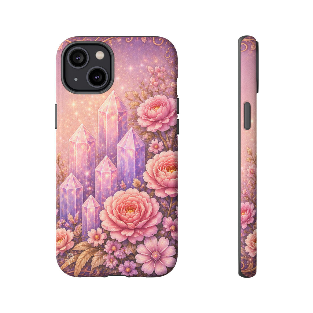 Lilac Quartz Garden Phone Case — Pink Floral Gemstone iPhone Cover