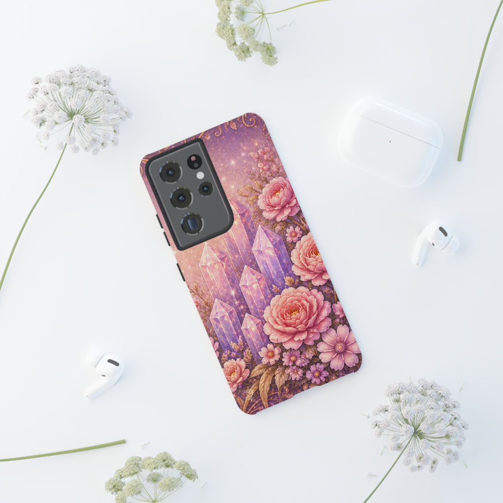 Samsung Galaxy Crystal Garden Phone Case — Pink Floral Crystal Phone Cover