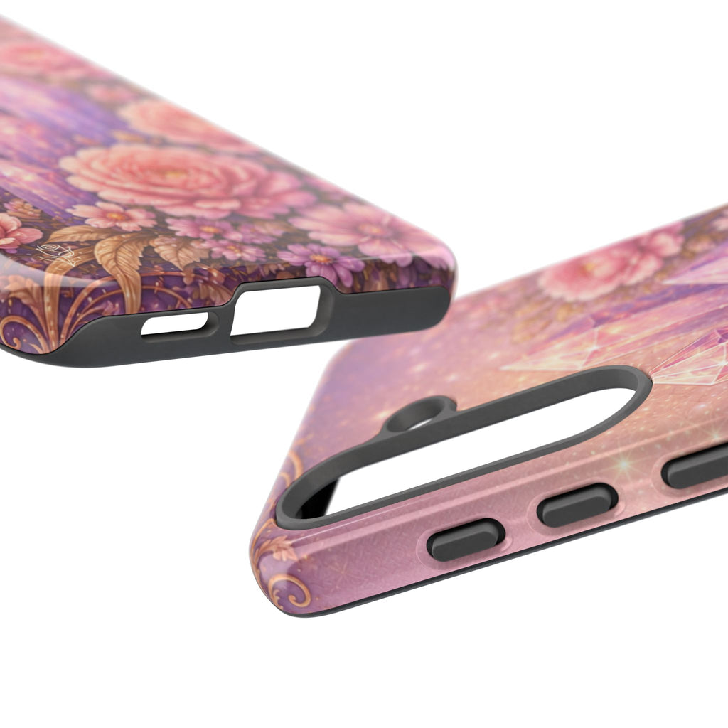 Samsung Galaxy Crystal Garden Phone Case — Pink Floral Crystal Phone Cover