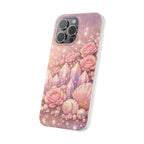 iPhone Case Lemurian Rose Crystal Garden — Sparkling Pastel Floral iPhone Cover