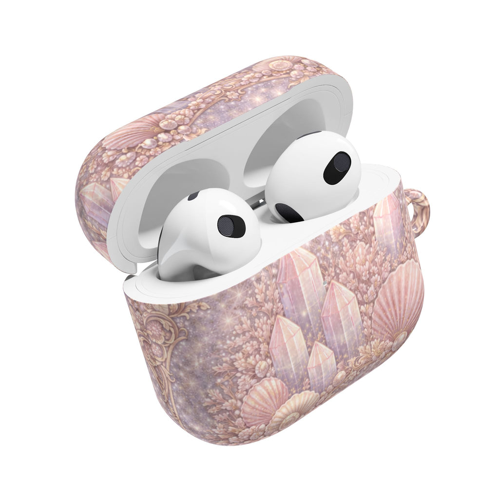 Lemurian Mermaid Crystal Garden AirPod Case — Pastel Seashell Protective Cover for AirPod