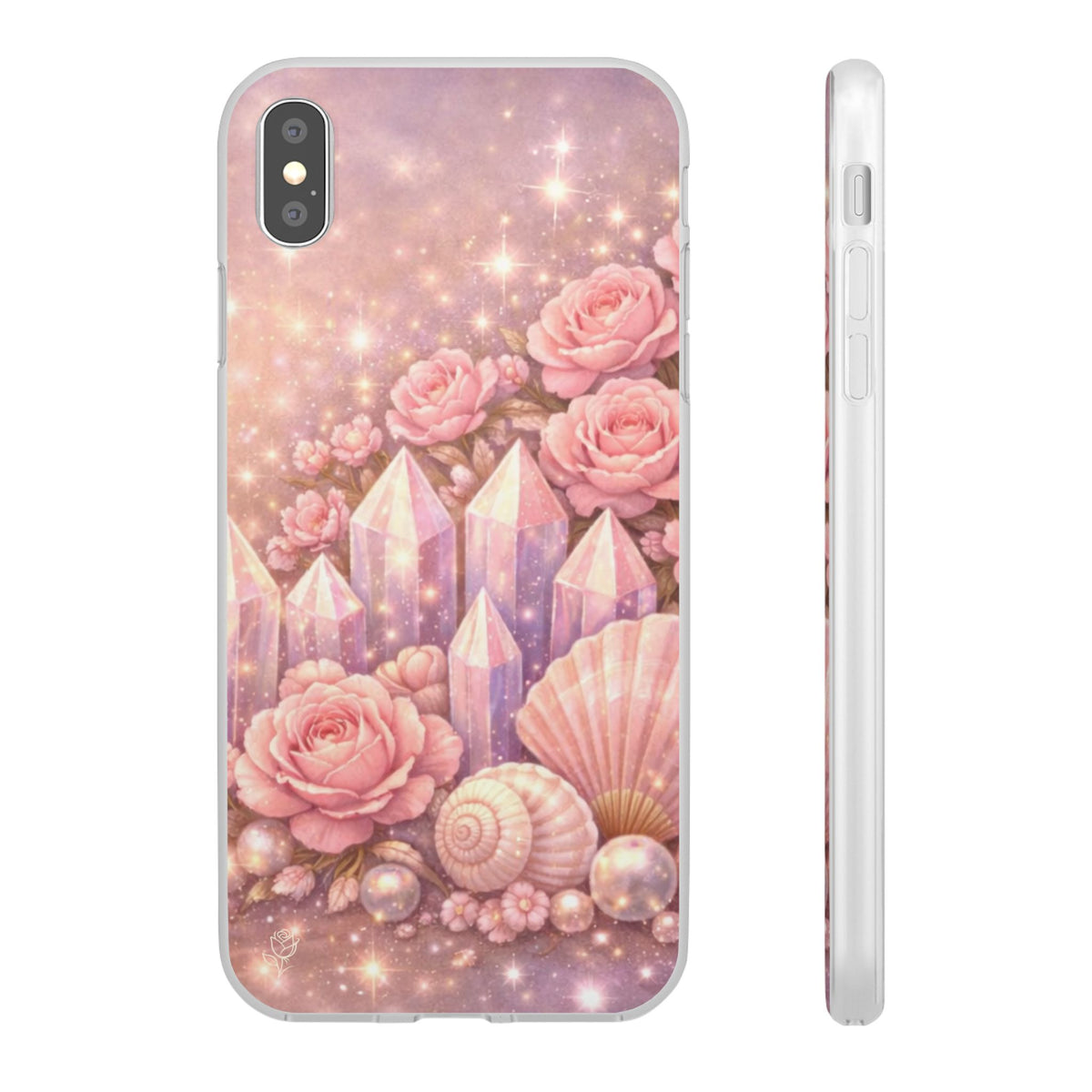 iPhone Case Lemurian Rose Crystal Garden — Sparkling Pastel Floral iPhone Cover