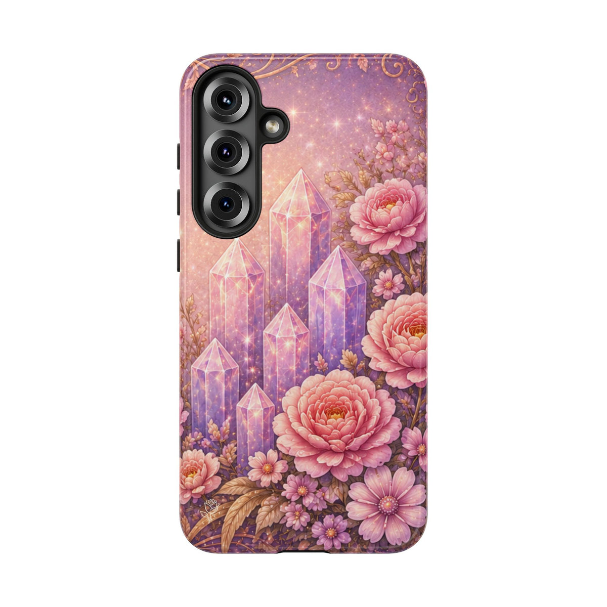 Samsung Galaxy Crystal Garden Phone Case — Pink Floral Crystal Phone Cover