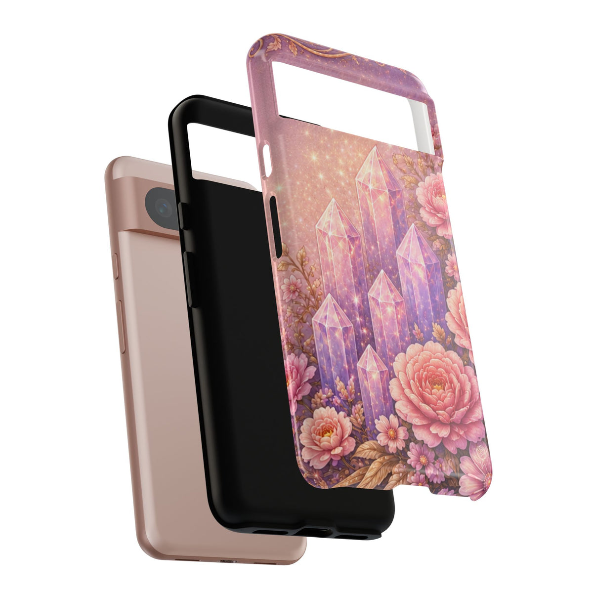 Google Pixel Lilac Quartz Garden Phone Case — Pink Floral Crystal Phone Cover