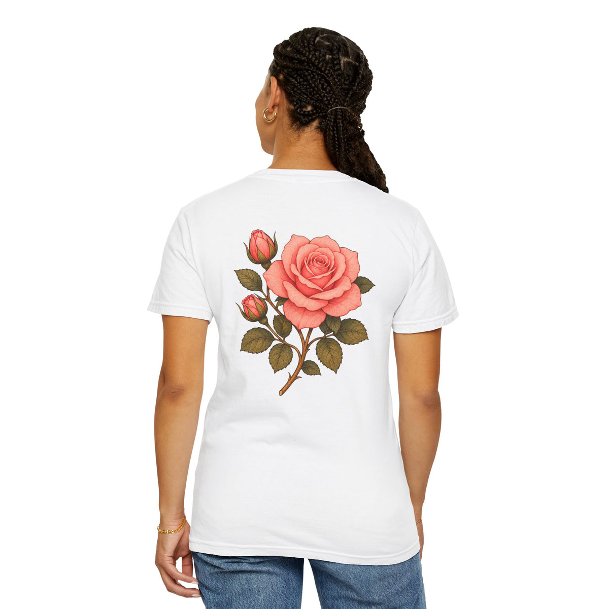 The Sisterhood of the Rose T-Shirt — Master Nada's Vintage Floral Chest & Back Print