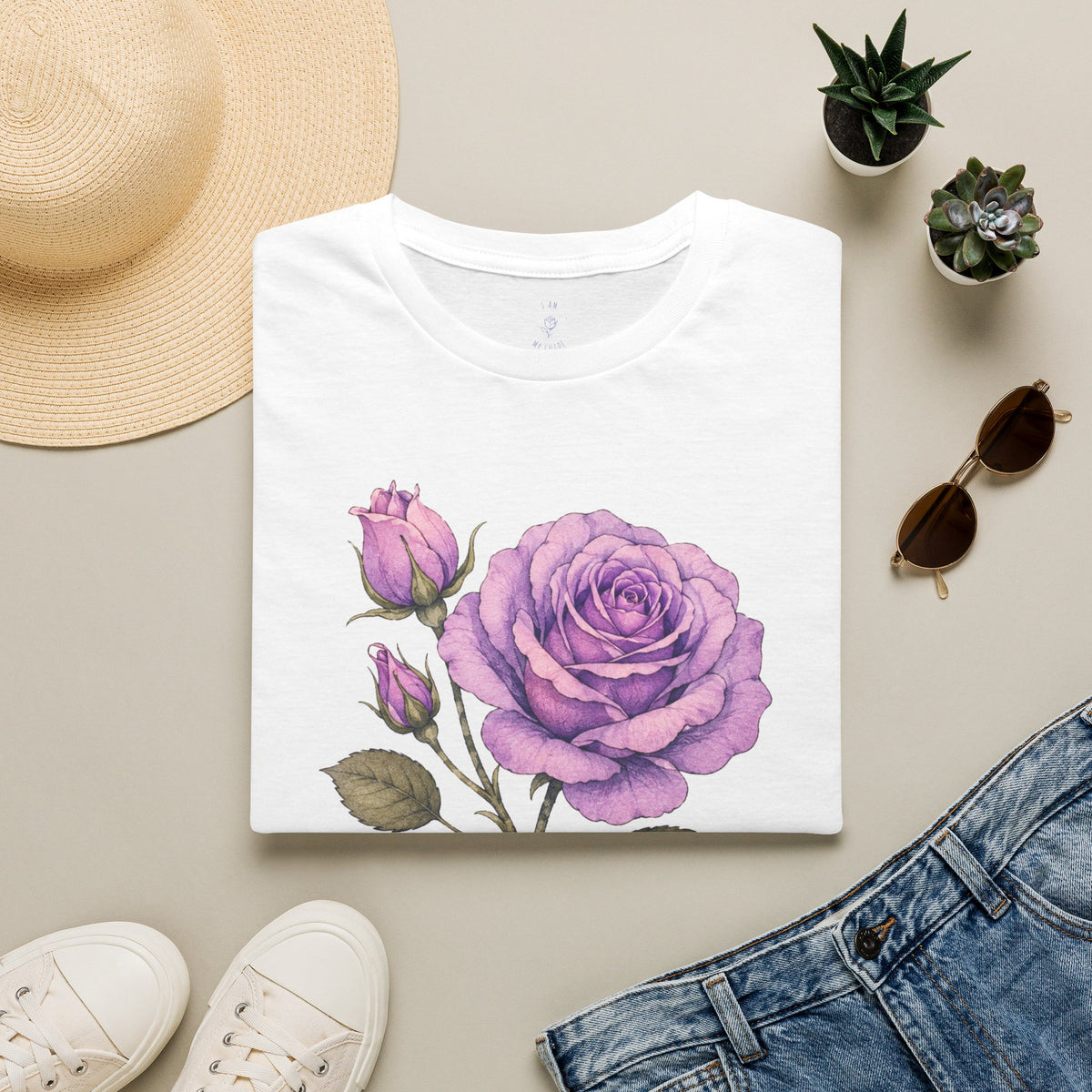Vintage Purple Rose Floral T-Shirt — Master Portia's Rose Tee — The Sisterhood of The Rose