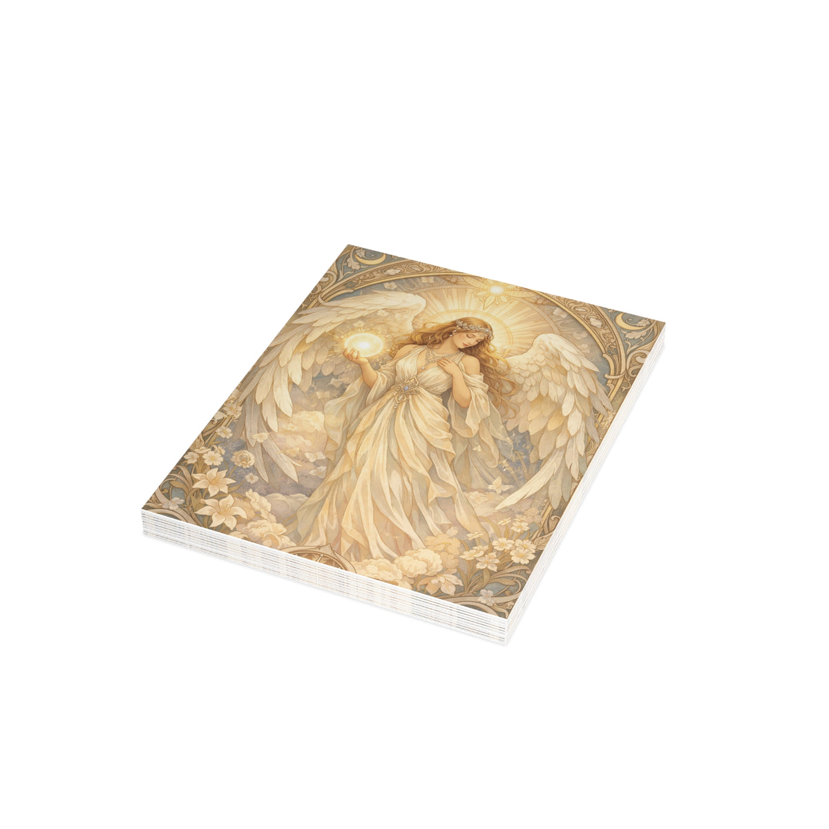 Birthday Angel Sitael Greeting Cards — Ethereal Angel Floral Blank Note Cards (Single or Pack of 10/30/50)