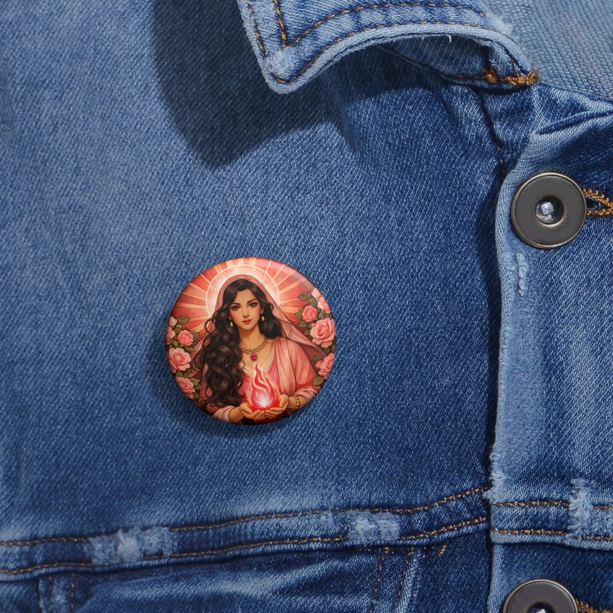 Golden Ruby Flame Pin Button — Master Nada Chohan of the Sixth Ray Badge