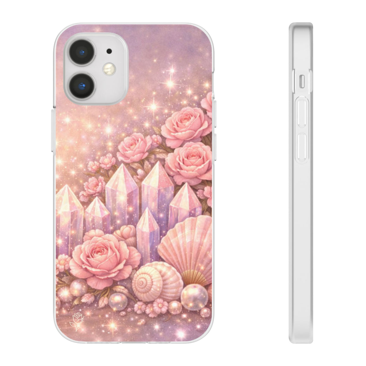 iPhone Case Lemurian Rose Crystal Garden — Sparkling Pastel Floral iPhone Cover