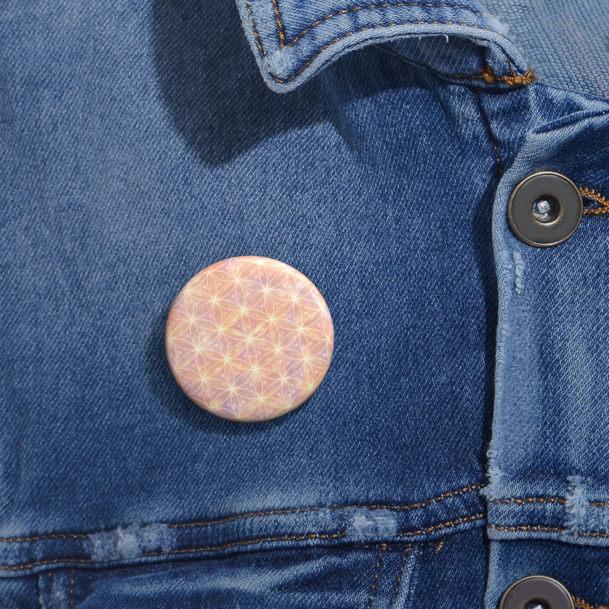 Flower of Life Pin Button —  Sacred Geometric Badge