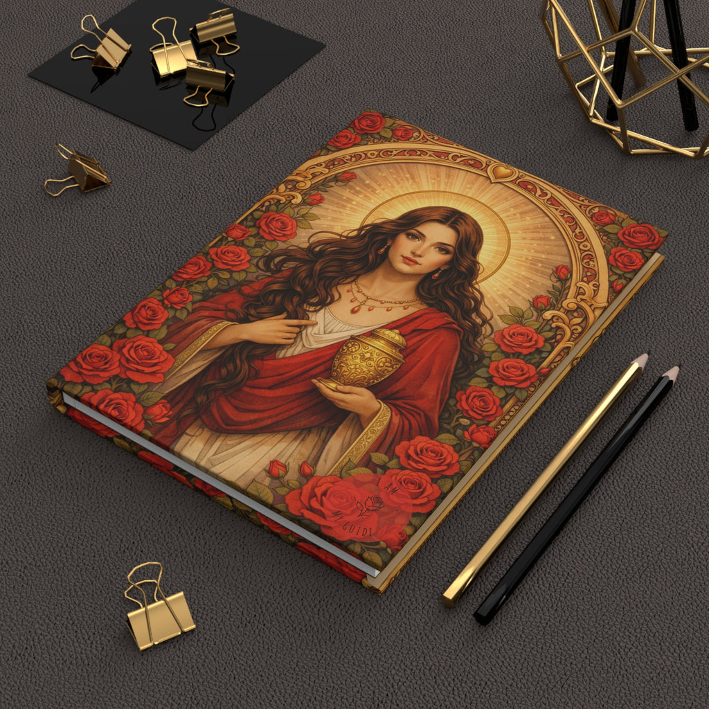 Mary Magdalene Rose Portrait Hardcover Journal (Lined Pages) — Floral Devotional Notebook