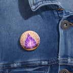 Violet Flame Pin Button — 7th Ray Flame Enamel-Style Badge